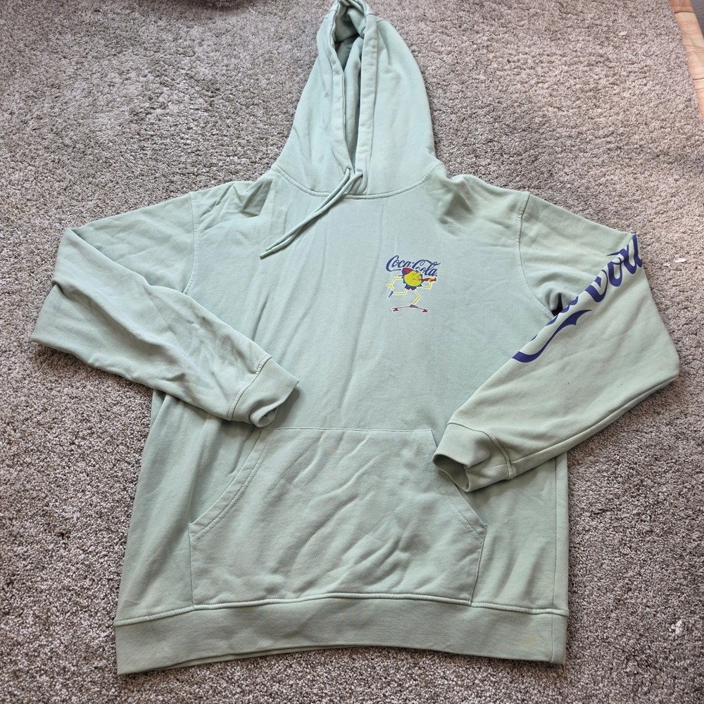 Staple Coca-Cola Hoodie Mens XL Sage Green Graphic Skate Streetwear Sweatshirt